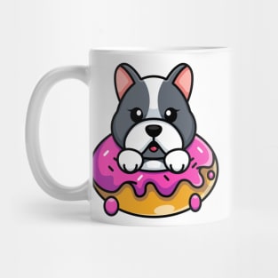 Cute baby dog with doughnut cartoon Mug